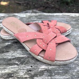 New Picon Spain Size 6.5 Slide pumpkin spice suede Leather Sandals